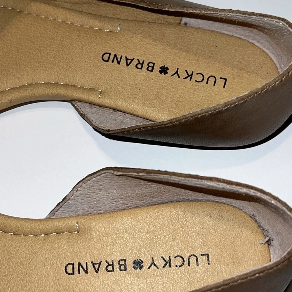 Lucky Brand Womens Ashena Taupe Leather D'Orsay Flats Size 8.5